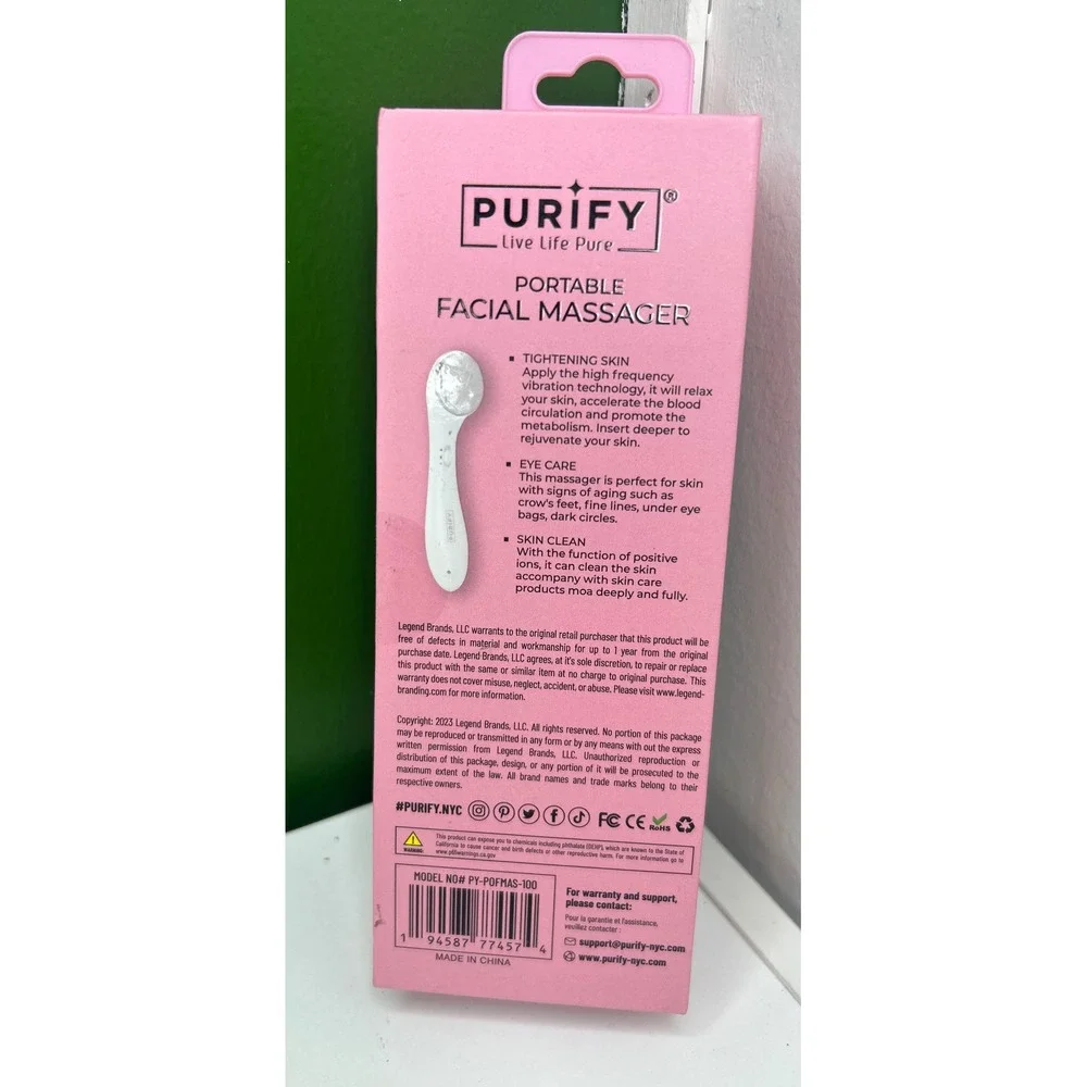 Purify Live Life Pure Portable Facial Massager White PY-POFMAS-100 Skin Tool